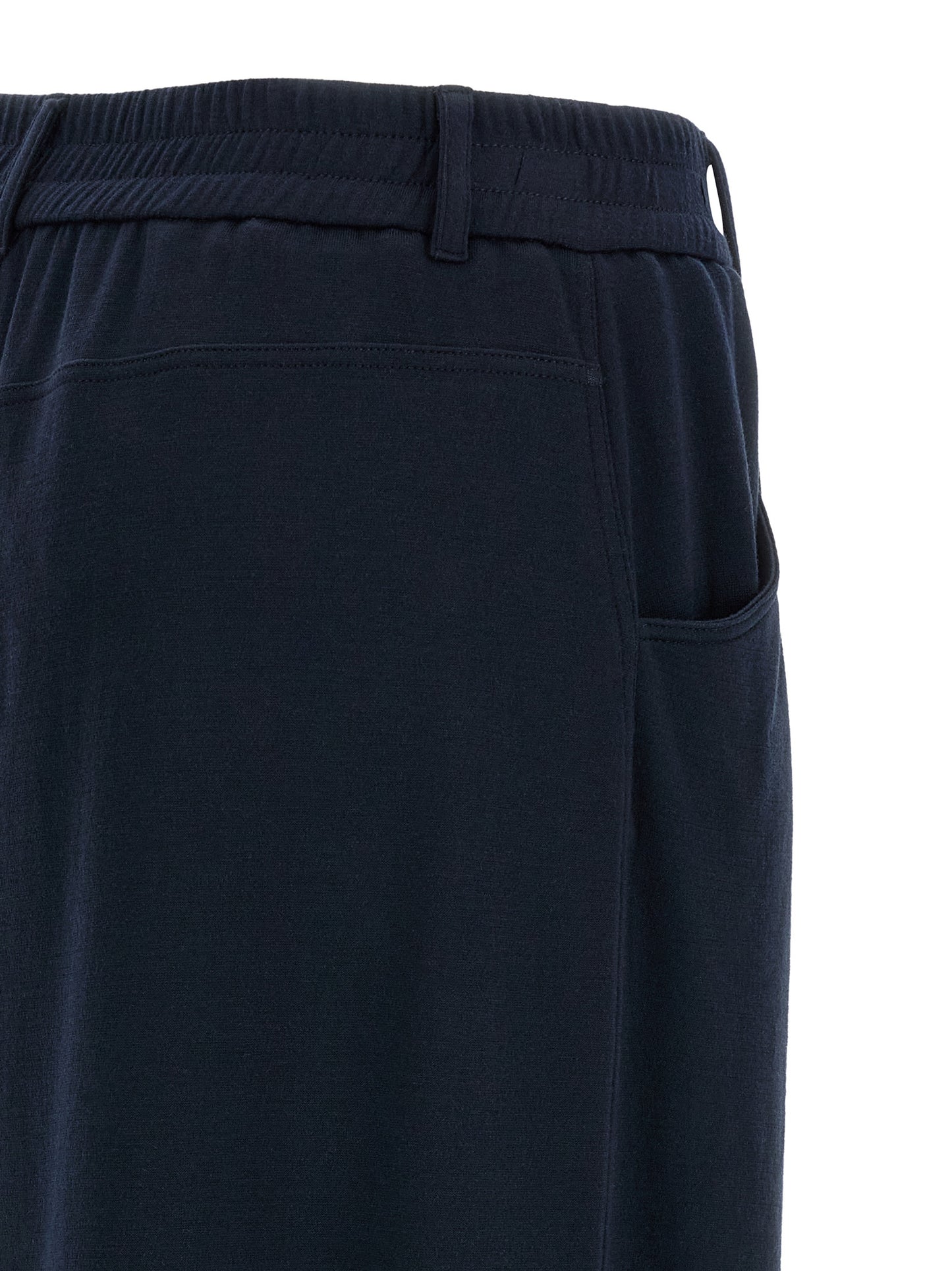 Blue Cotton Casual Pants