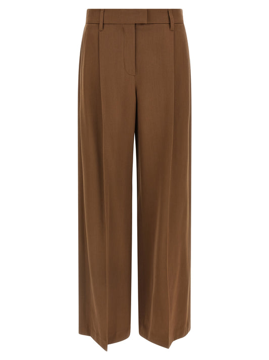 Brown Virgin Wool Casual Pants