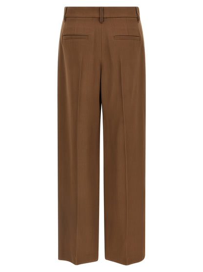 Brown Virgin Wool Casual Pants