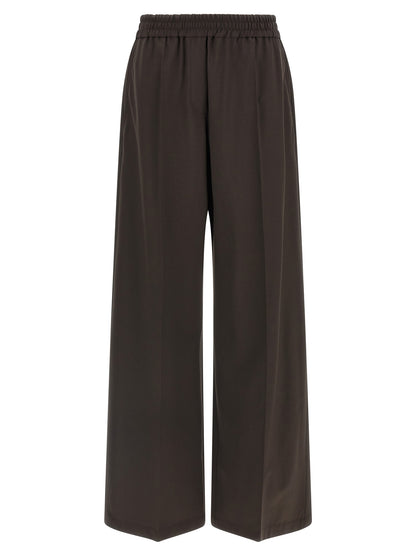 Brown Virgin Wool Casual Pants