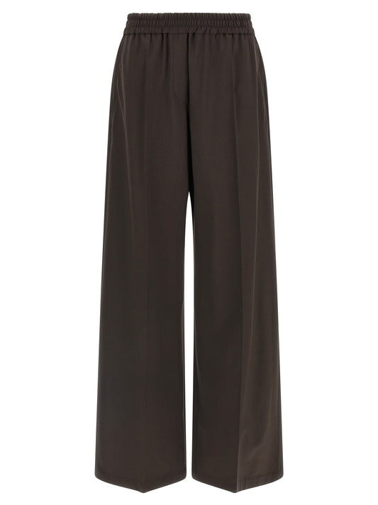 Brown Virgin Wool Casual Pants