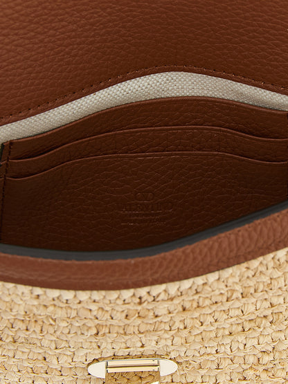 Beige Straw Crossbody Bag