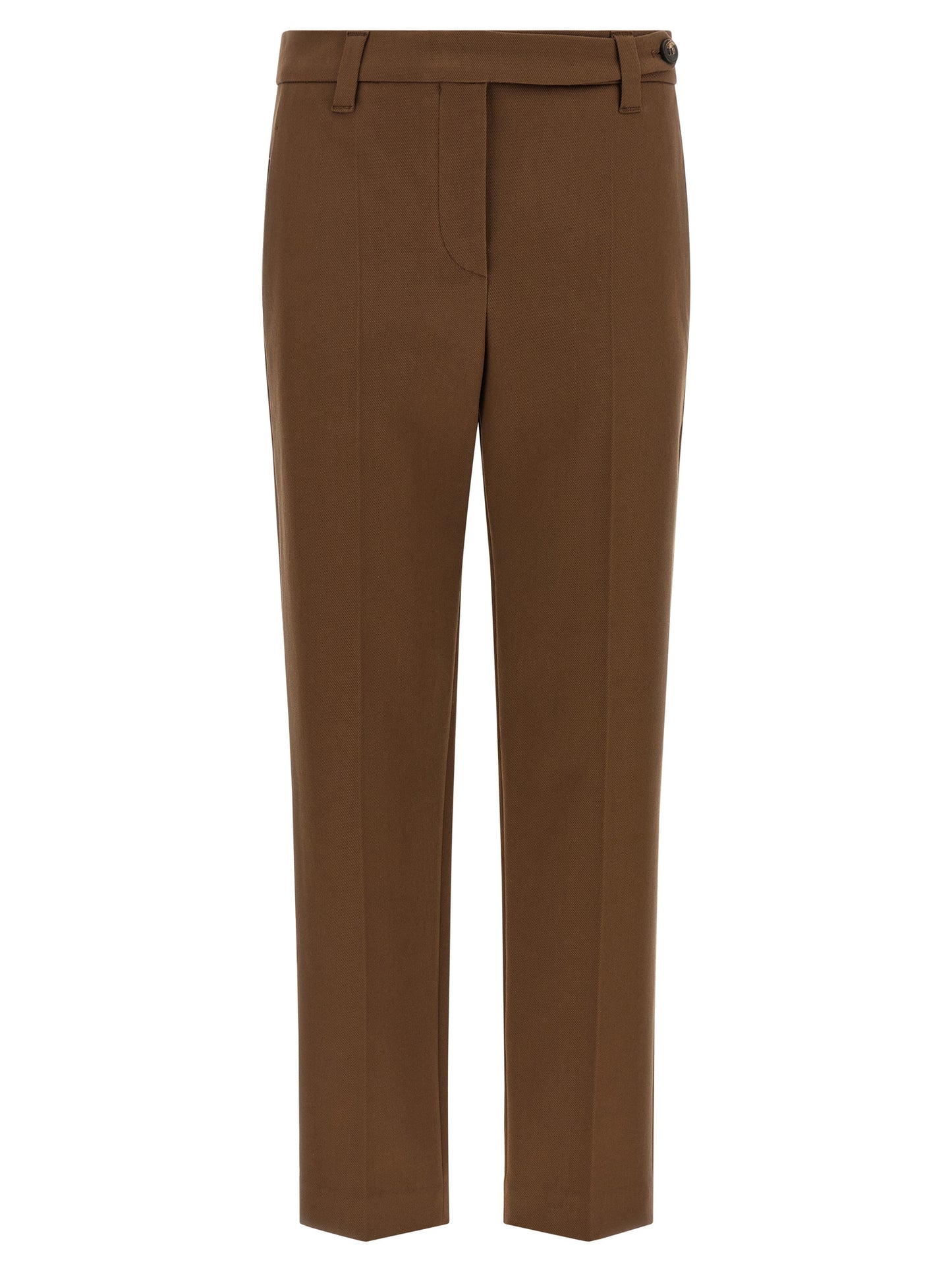 Brown Cotton Cropped Pants