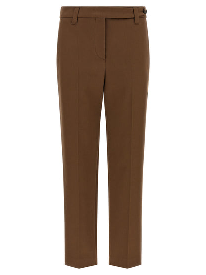 Brown Cotton Cropped Pants