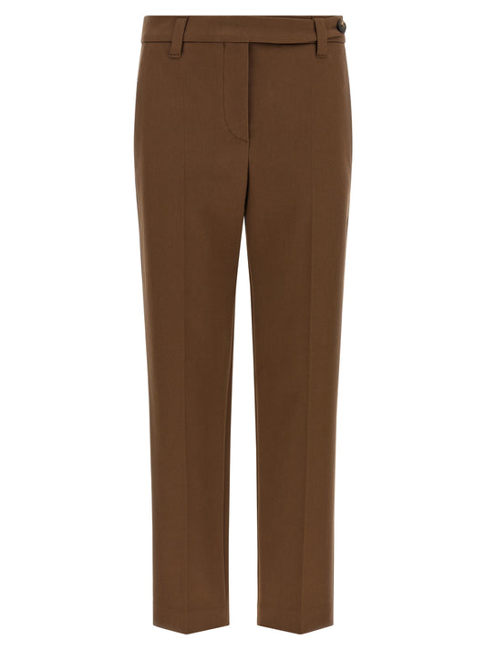 Brown Cotton Cropped Pants