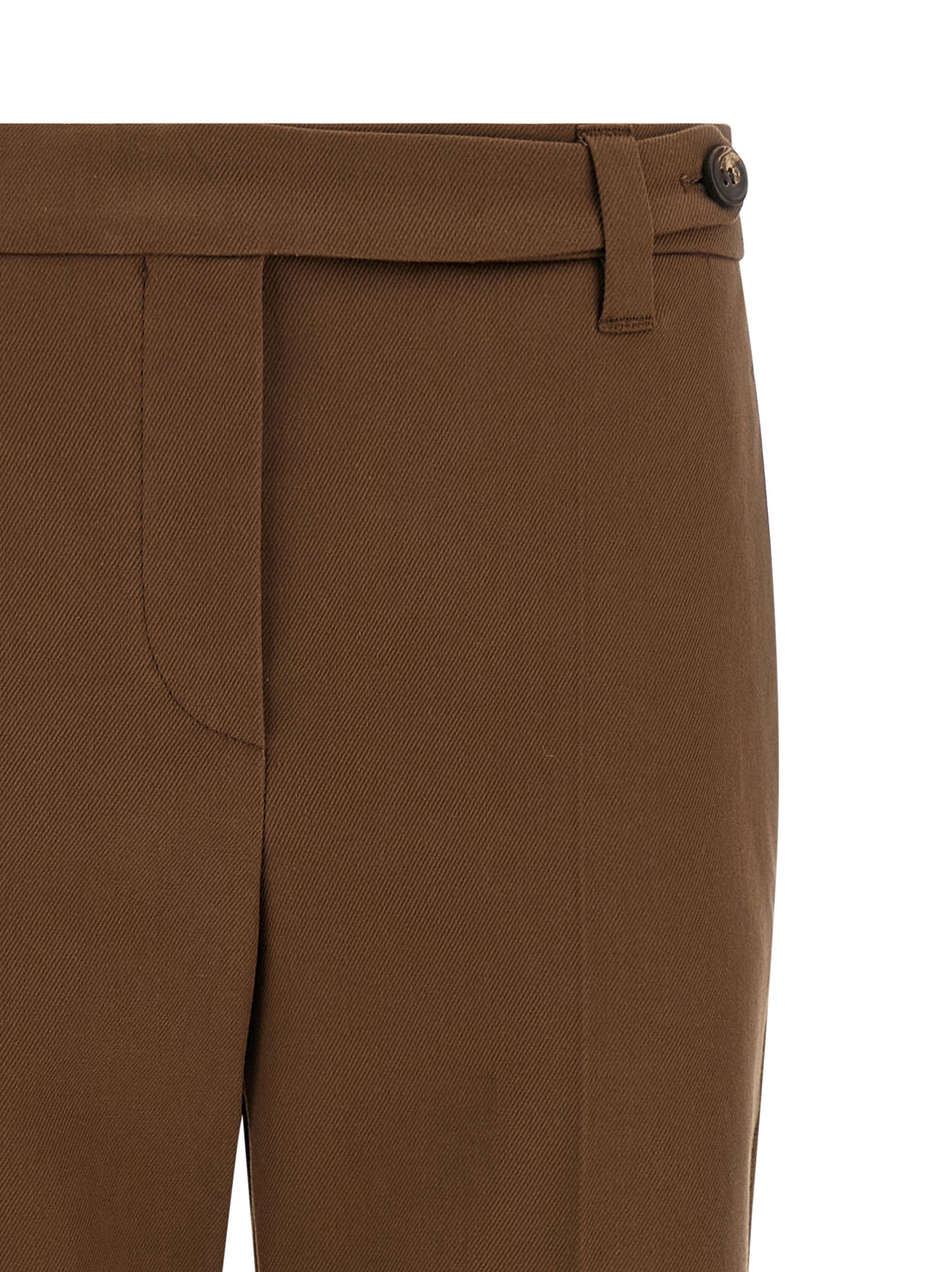 Brown Cotton Cropped Pants