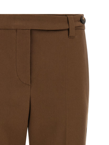 Brown Cotton Cropped Pants