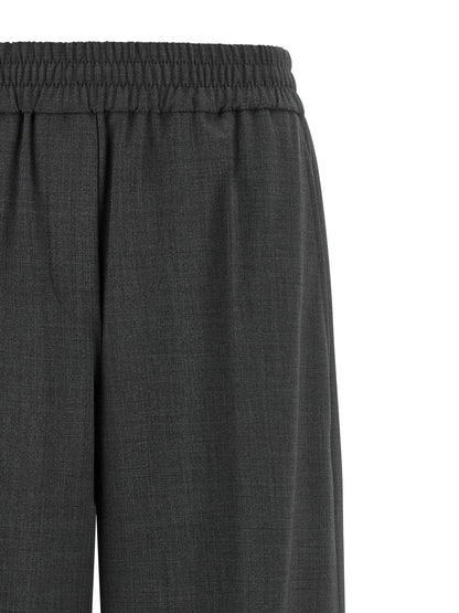 Gray Virgin Wool Flared Pants