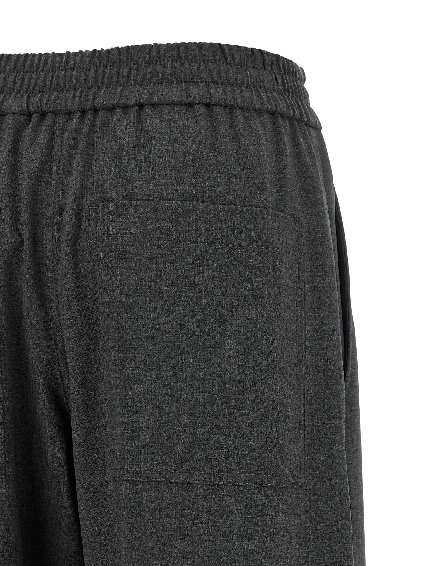 Gray Virgin Wool Flared Pants