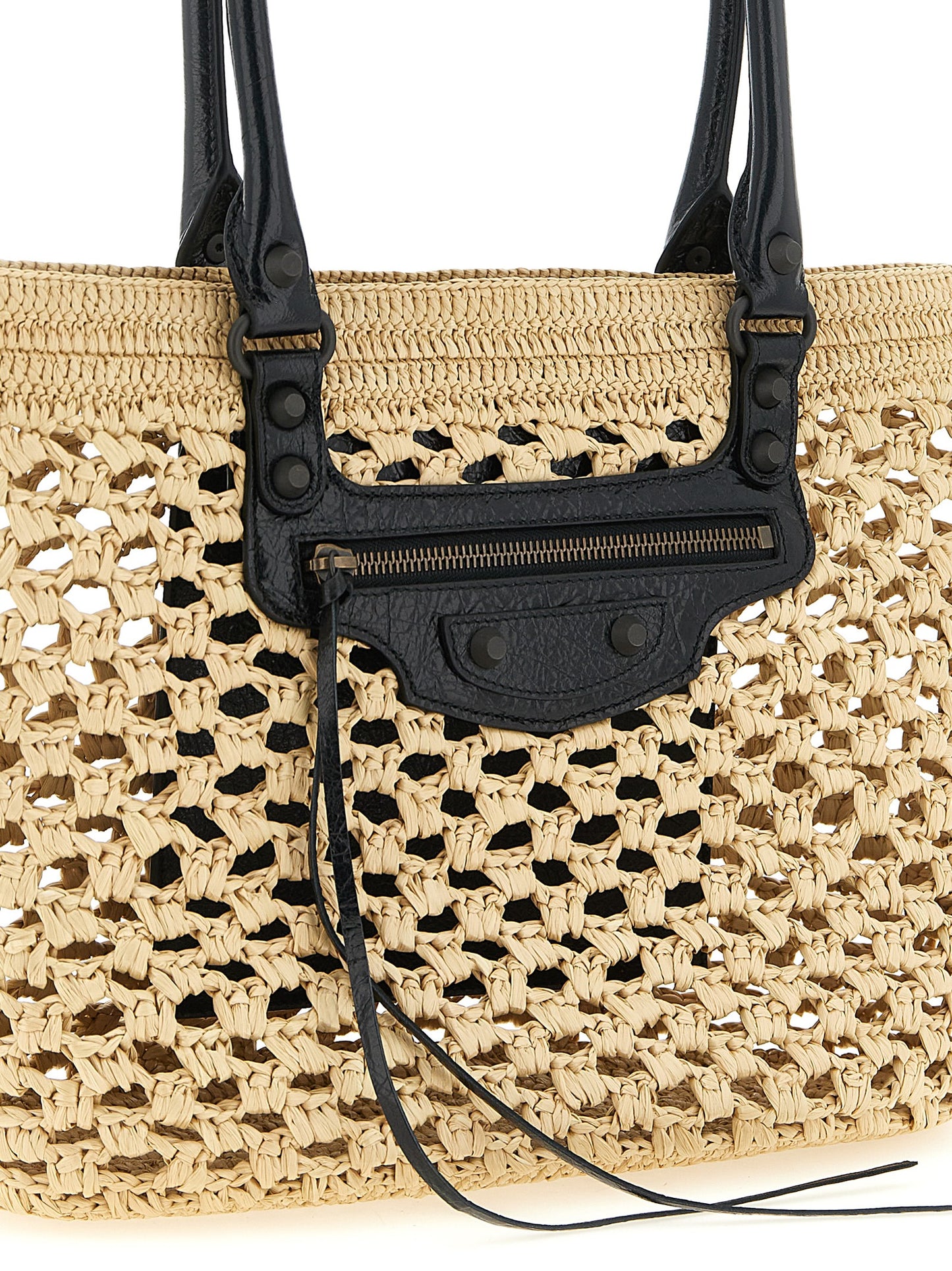 Beige Viscose Shoulder Bag