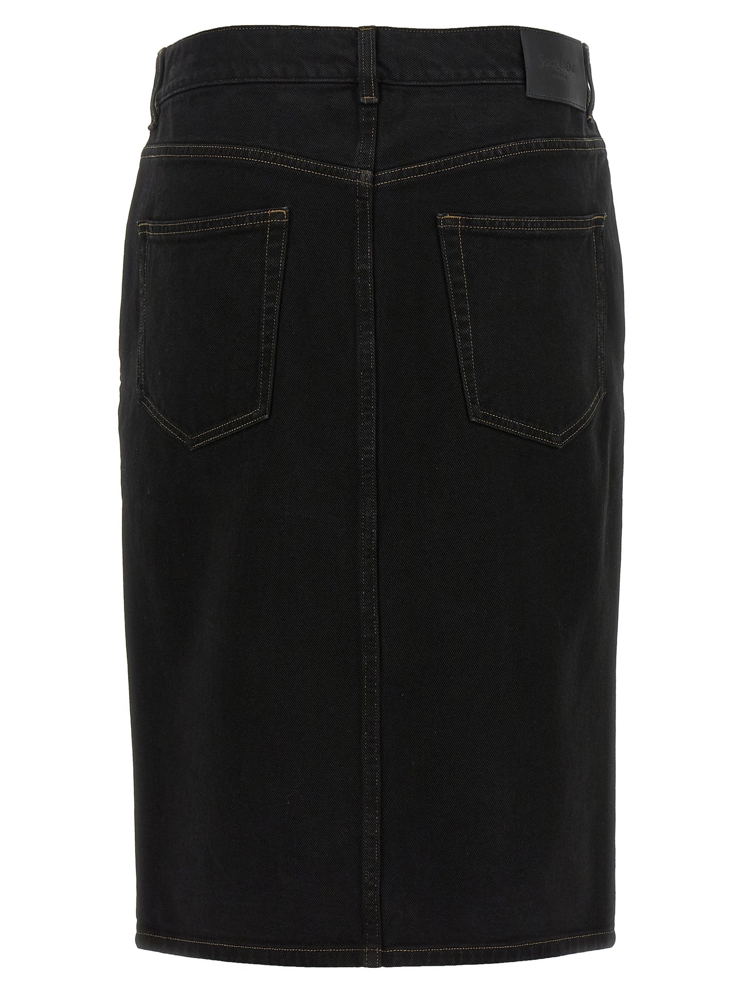 Black Cotton Midi Skirt