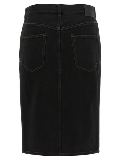 Black Cotton Midi Skirt