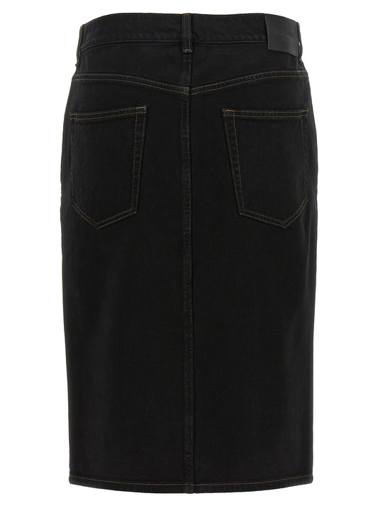 Black Cotton Midi Skirt