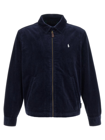 Blue Cotton Full-Length Jacket