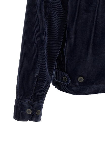 Blue Cotton Full-Length Jacket