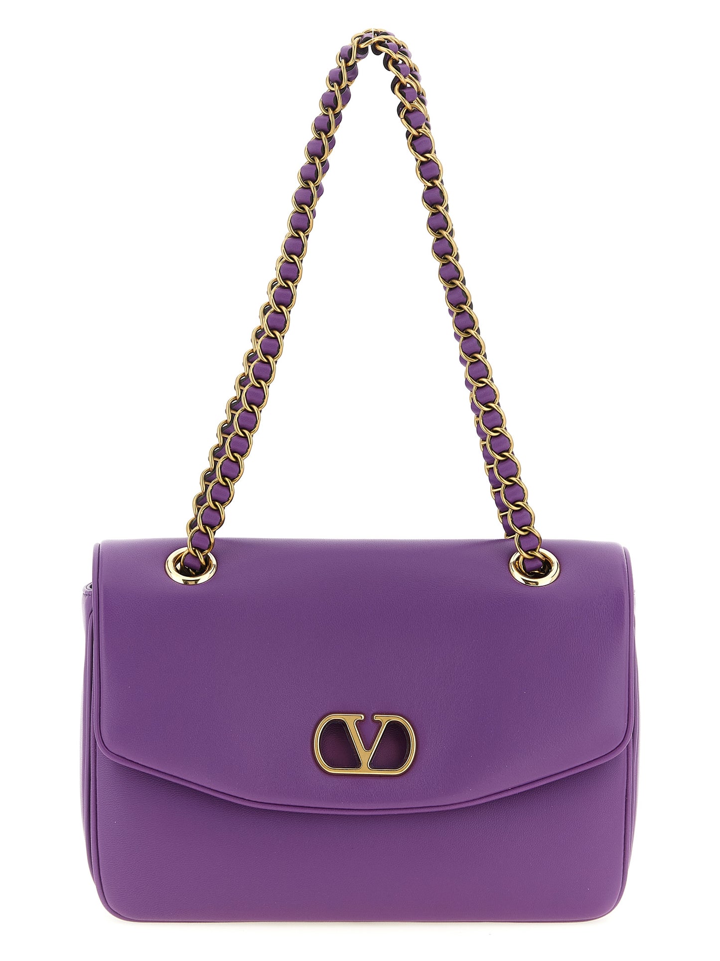 Purple Lamb Leather Shoulder Bag