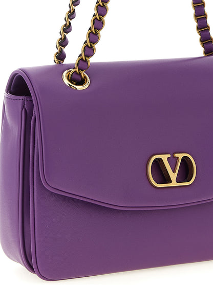Purple Lamb Leather Shoulder Bag