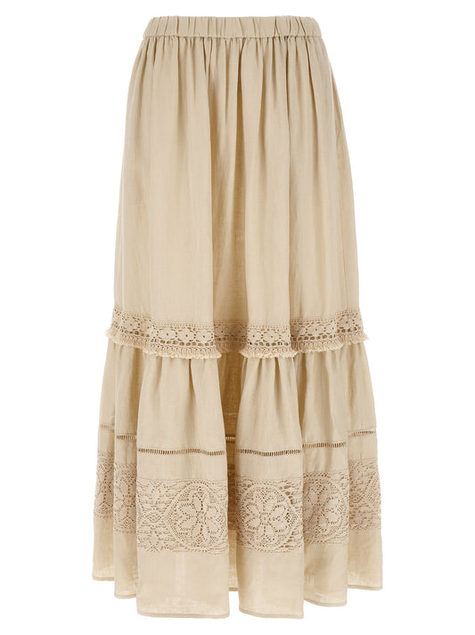 Beige Linen Mini Skirt