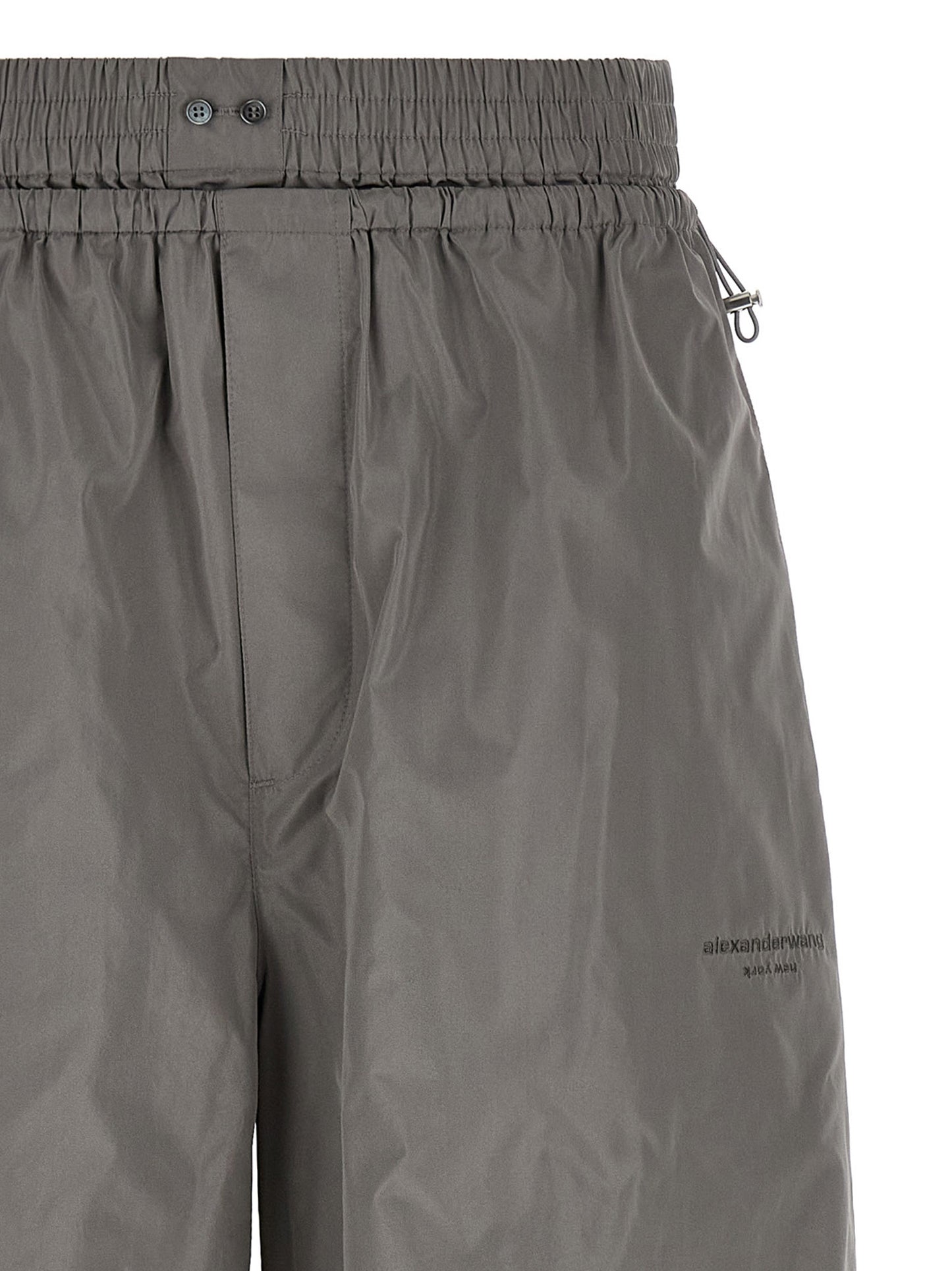Gray Polyester Athletic Pants