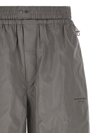 Gray Polyester Athletic Pants