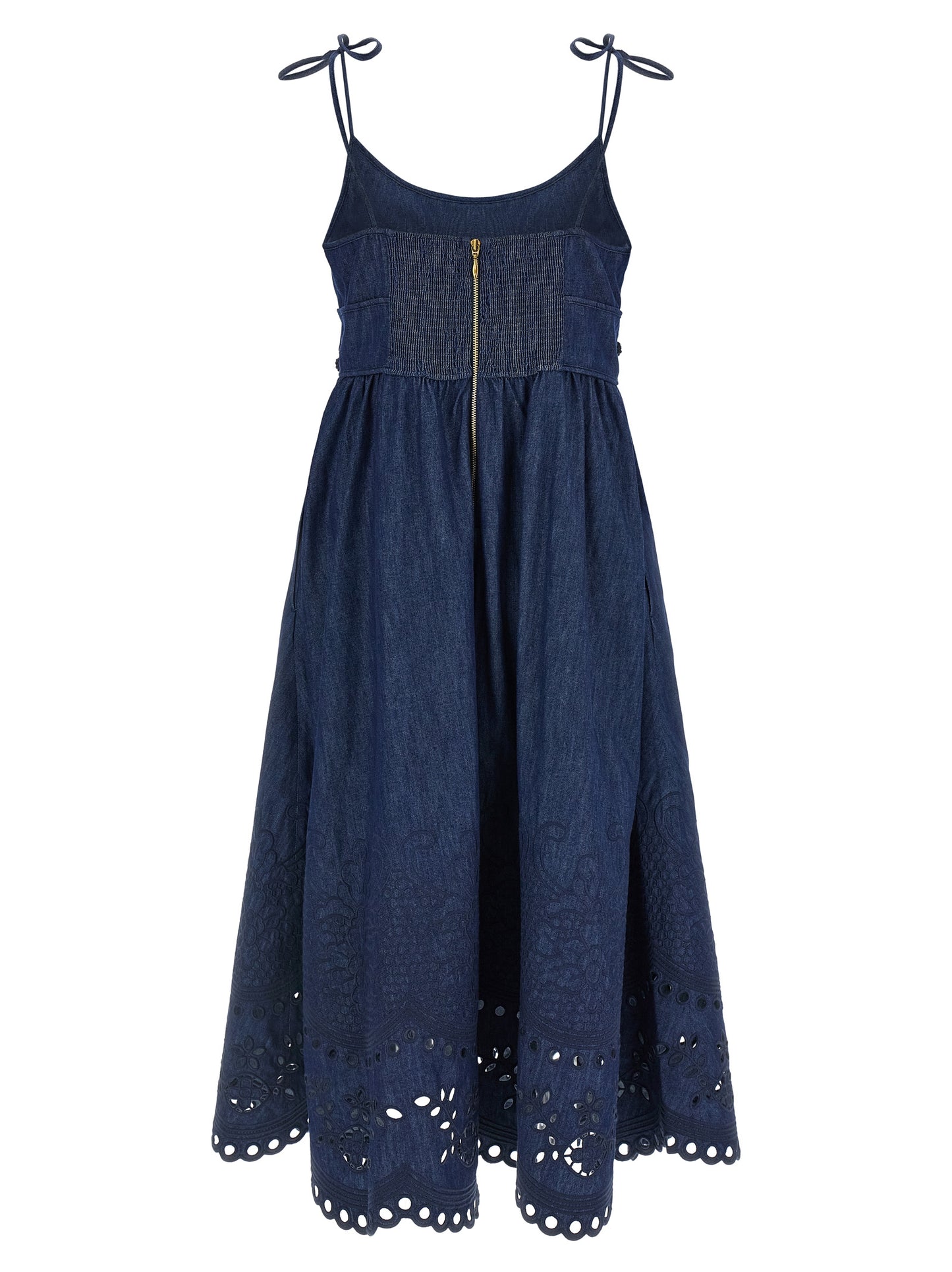 Blue Cotton Midi Dress