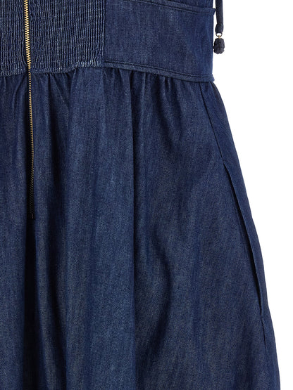 Blue Cotton Midi Dress