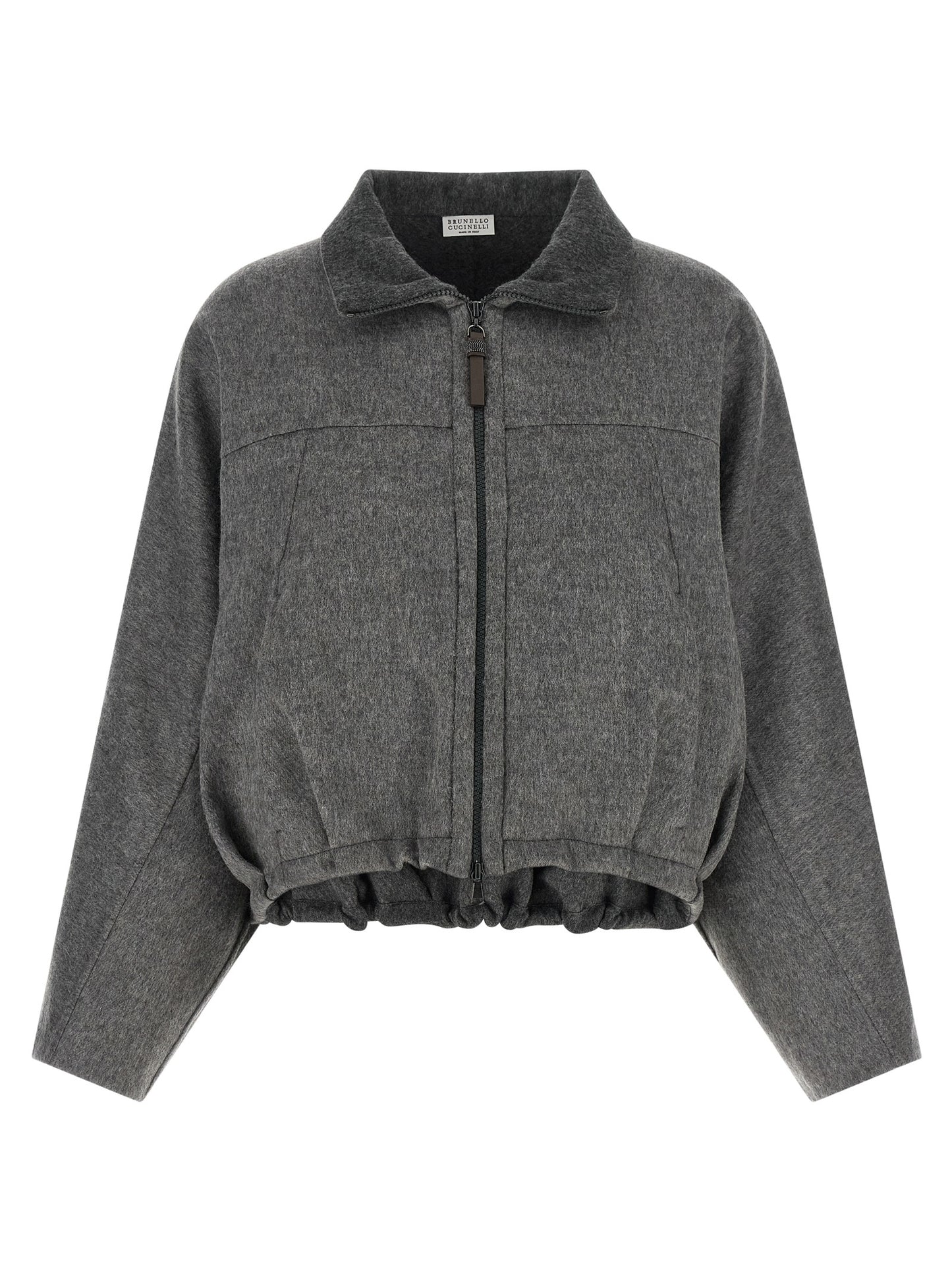 Gray Virgin Wool Full-Length Jacket