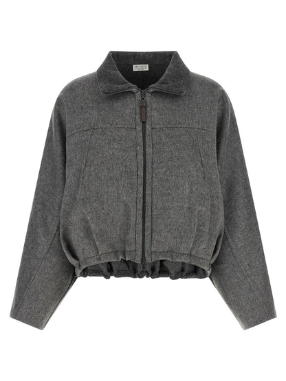 Gray Virgin Wool Full-Length Jacket