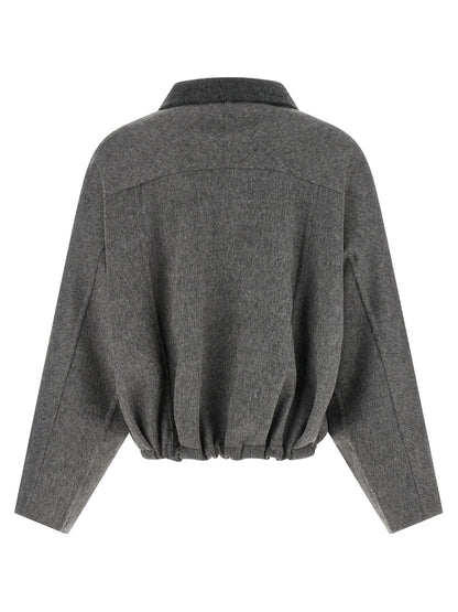 Gray Virgin Wool Full-Length Jacket