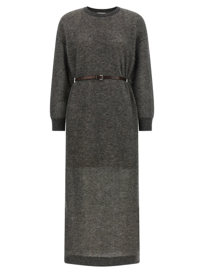 Gray Wool Midi Dress
