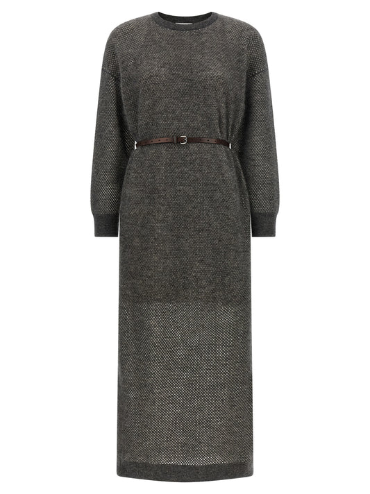 Gray Wool Midi Dress