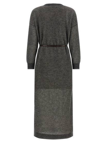Gray Wool Midi Dress