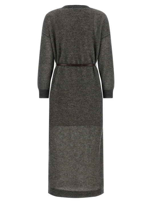 Gray Wool Midi Dress