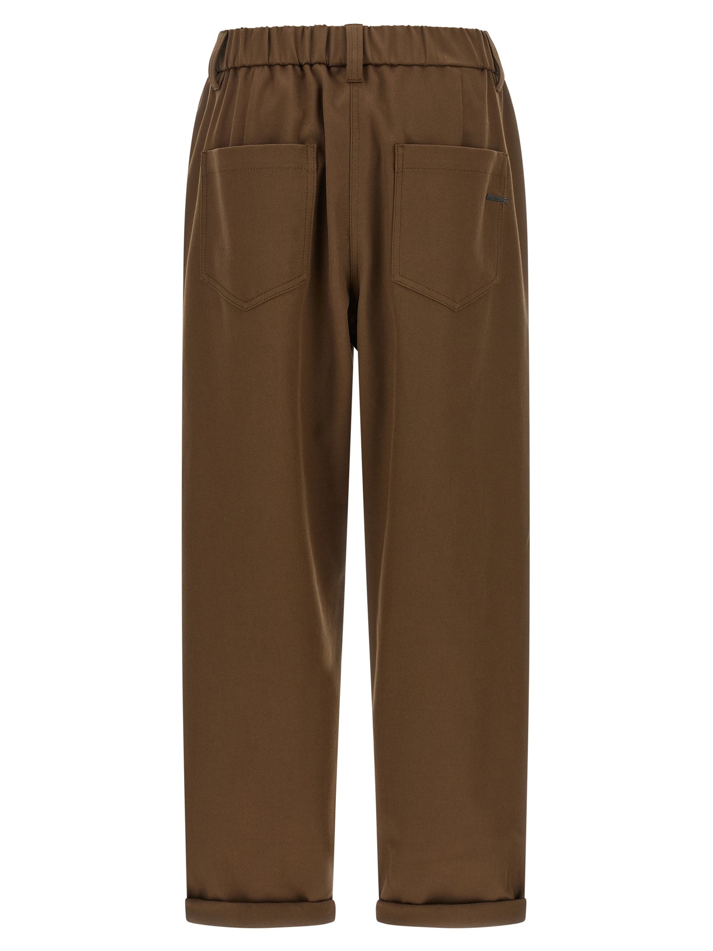 Brown Cotton Casual Pants