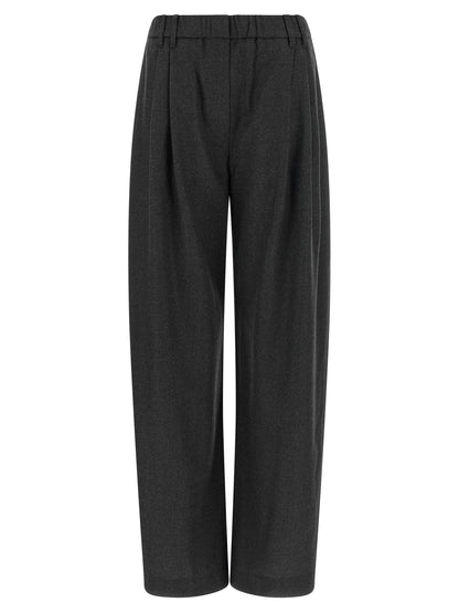 Gray Virgin Wool Casual Pants