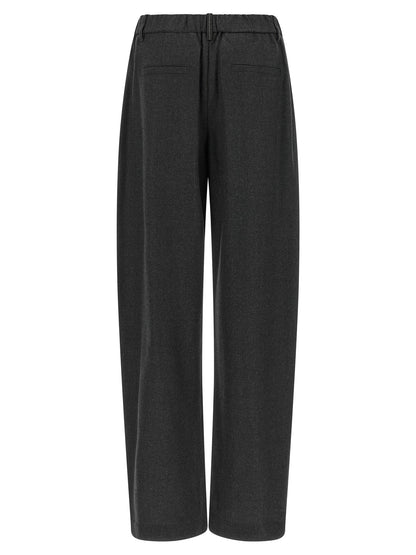 Gray Virgin Wool Casual Pants