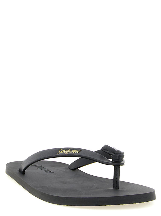Black Calfskin Slides