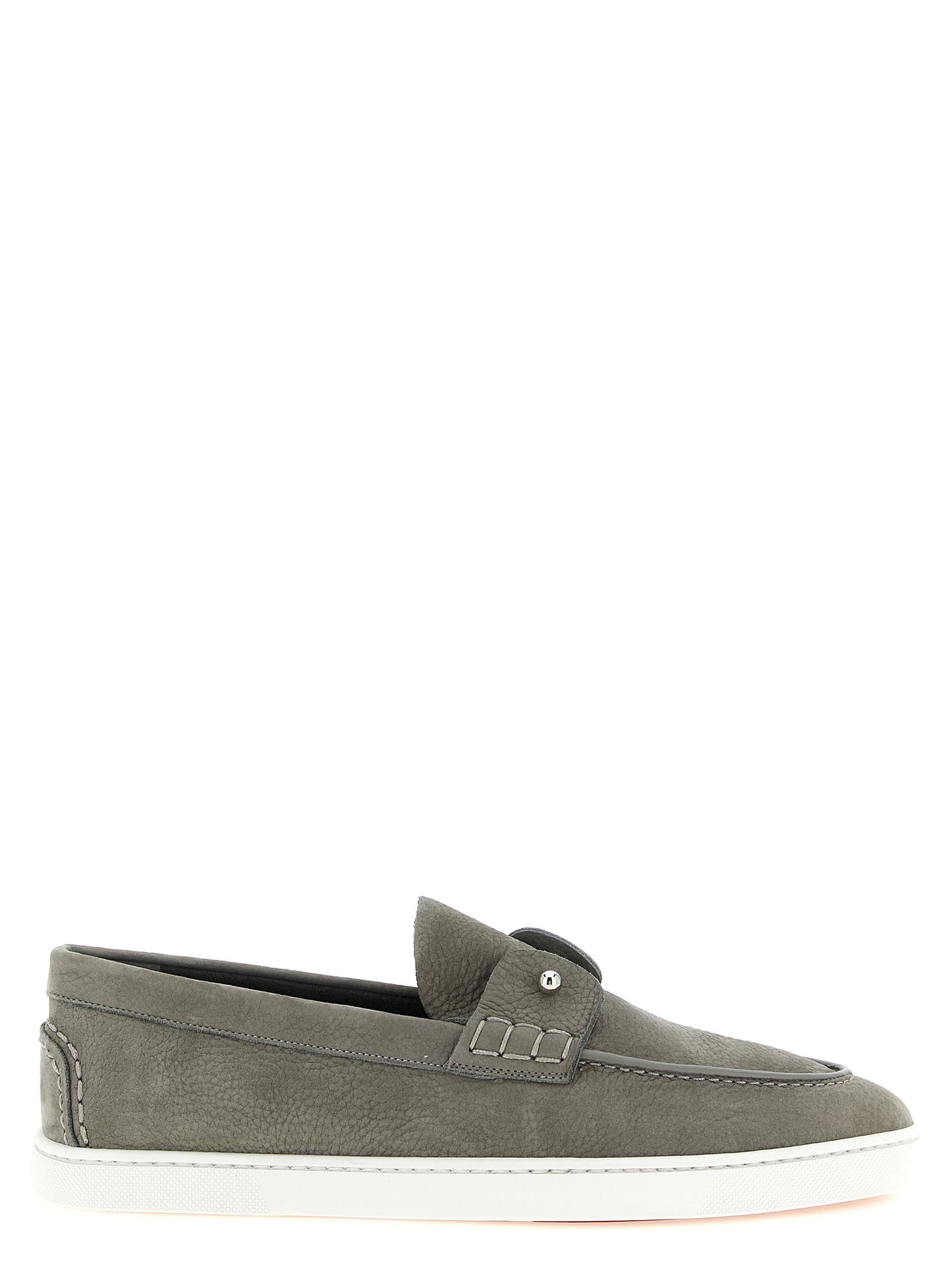 Gray Calfskin Slip-On Loafers