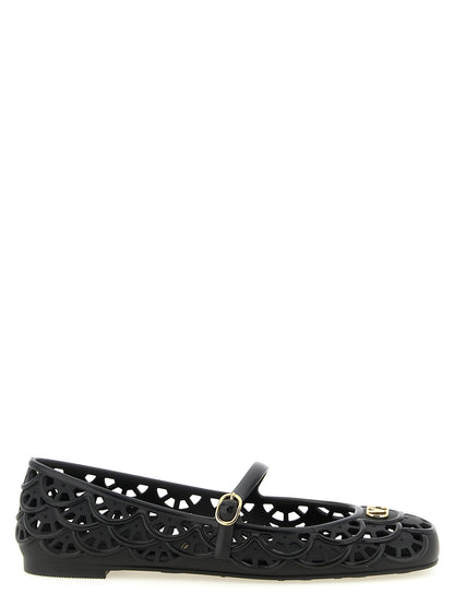 Black Polyvinyl Ballet Flats
