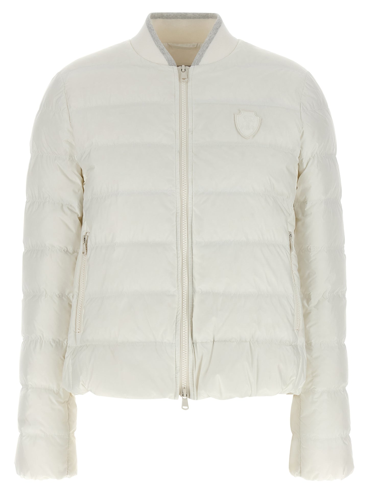 White Polyester Full-Length Jacket