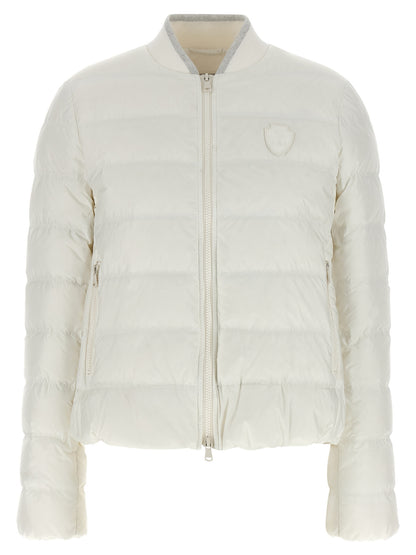 White Polyester Full-Length Jacket