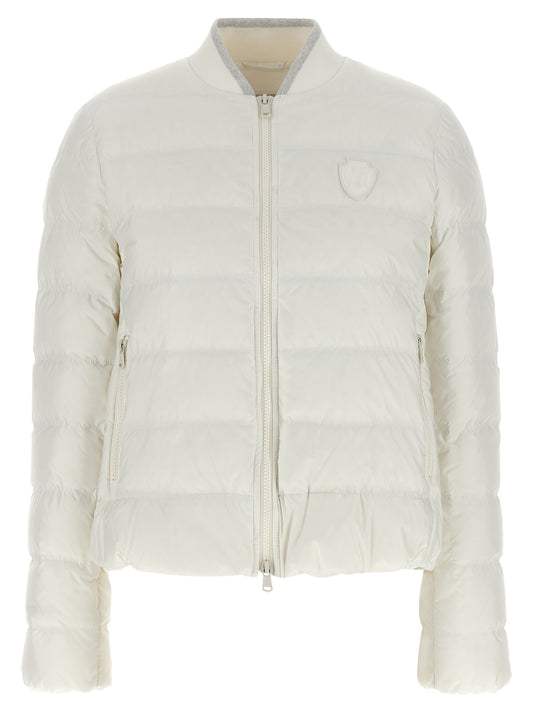 White Polyester Full-Length Jacket