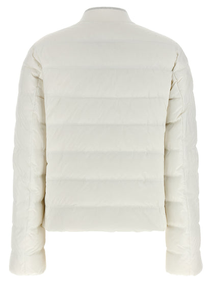 White Polyester Full-Length Jacket