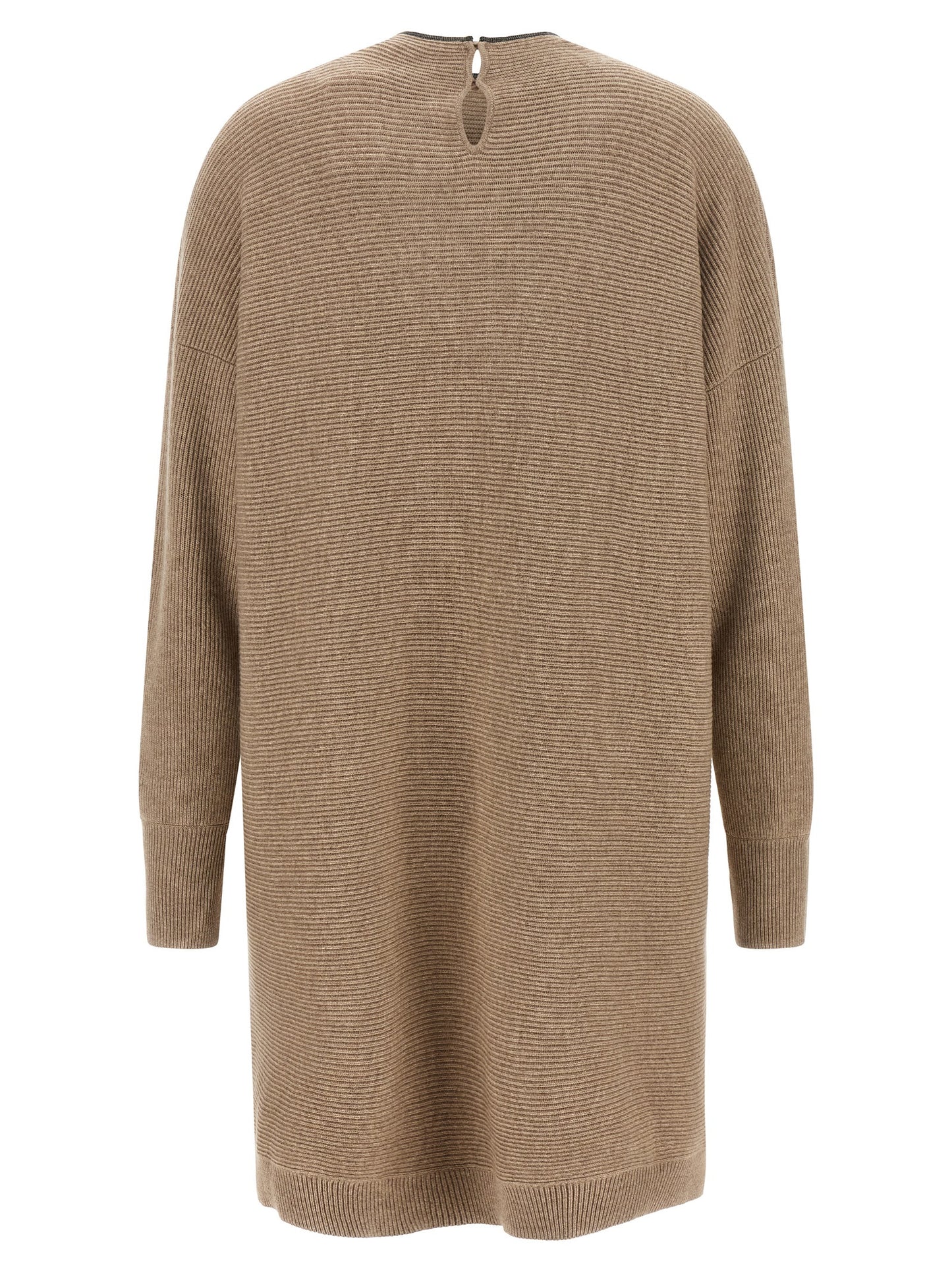Beige Virgin Wool Short Dress