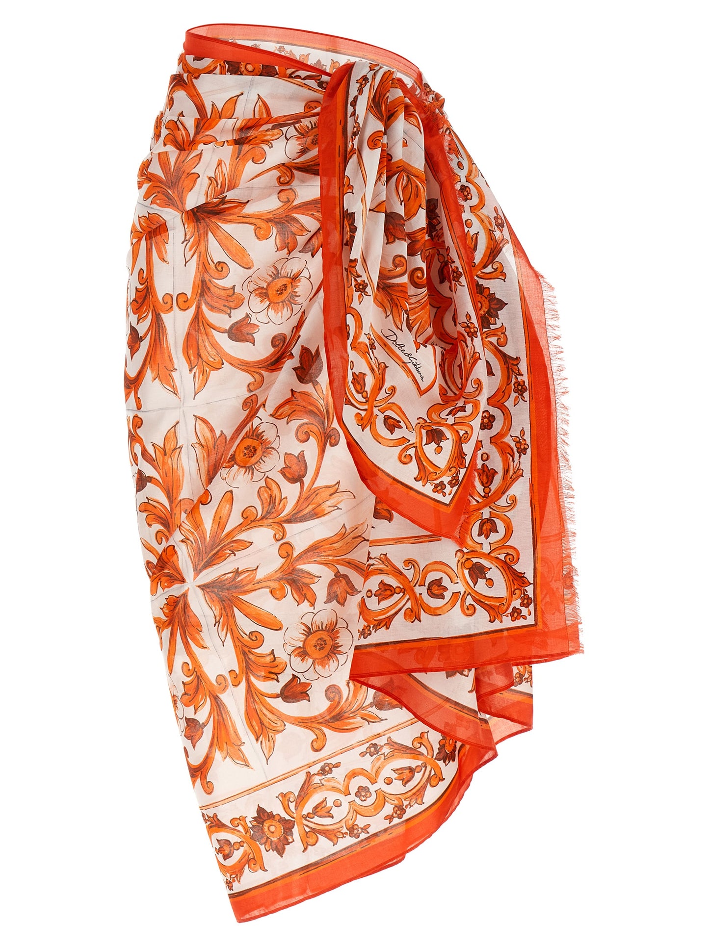 Orange Cotton Long Skirt