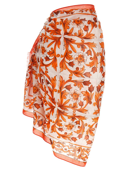 Orange Cotton Long Skirt