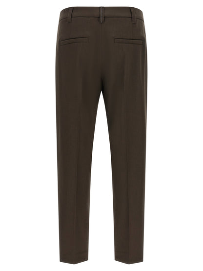 Brown Virgin Wool Dress Pants