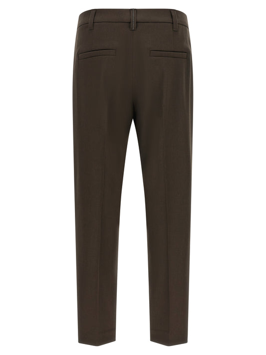 Brown Virgin Wool Dress Pants