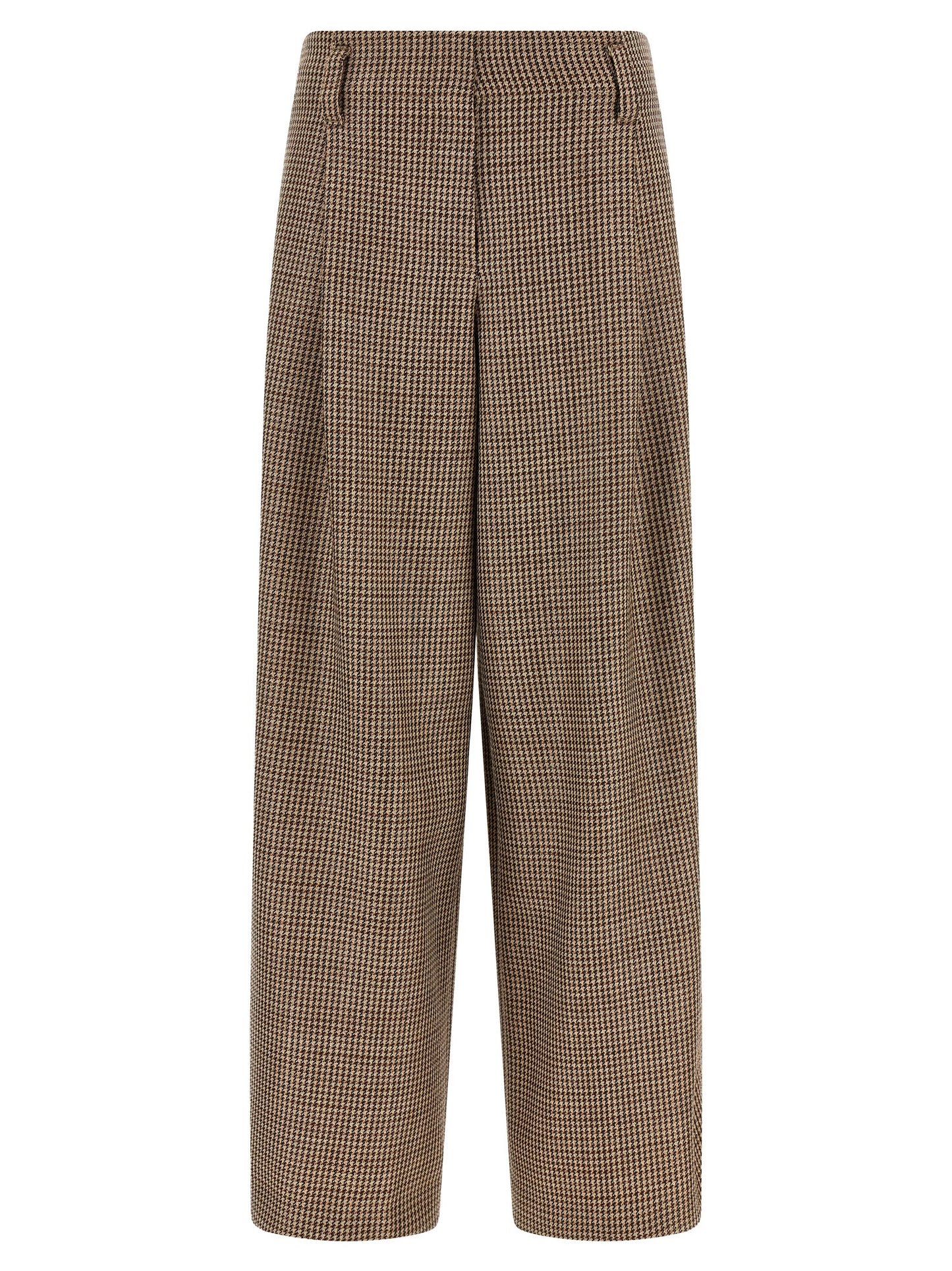 Brown Virgin Wool Flared Pants