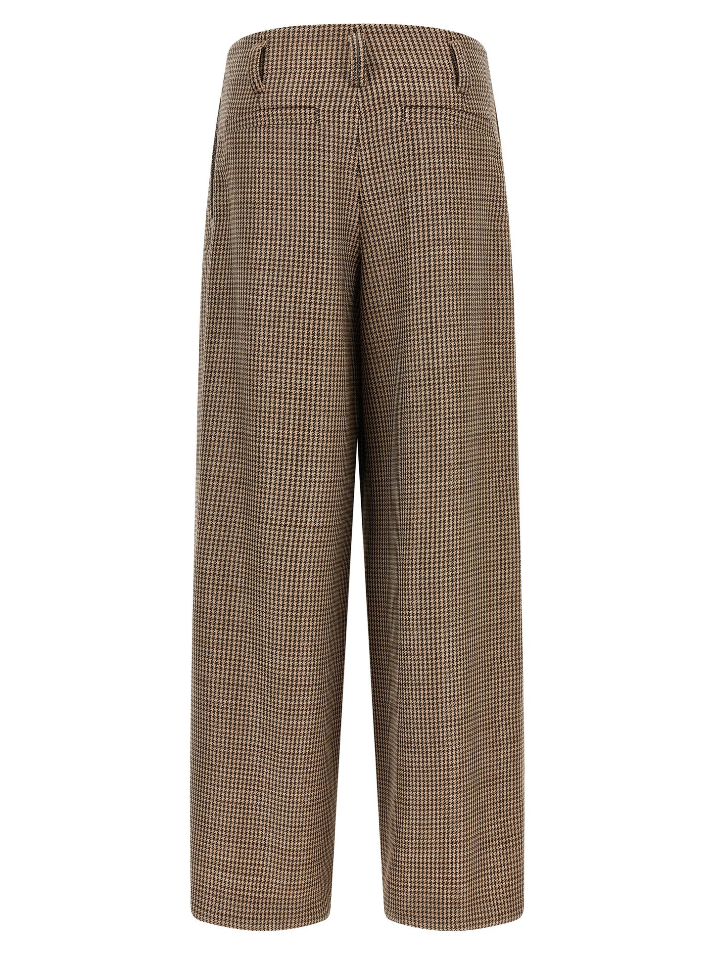 Brown Virgin Wool Flared Pants